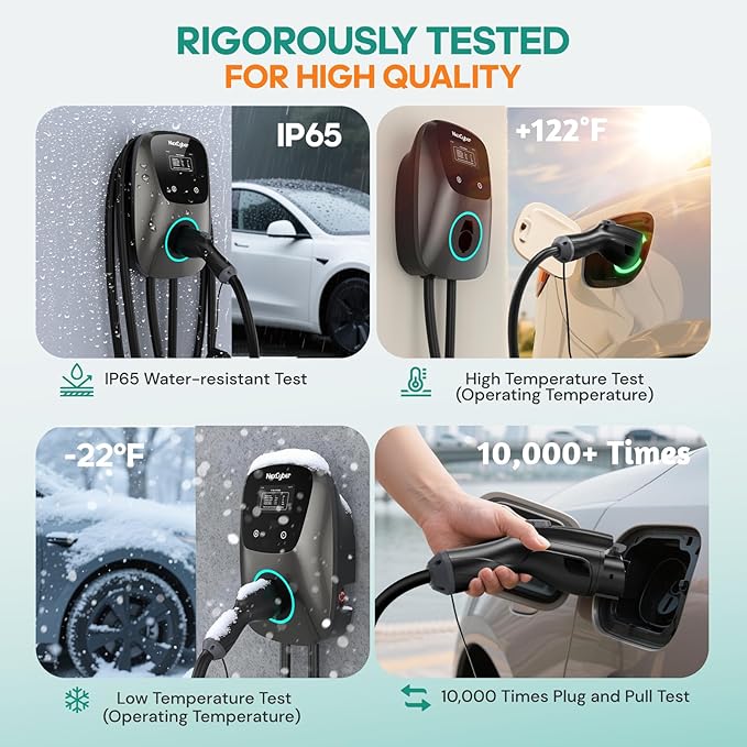 Level 2 EV Charger(WiFi APP/Plug-Play), 40Amp, 25ft Cable ETL Certified, 240V NEMA 14-50p Plug, Home Level 2 EVSE Car Charger w/ J1772 Connector, Electric Vehicle Charging Stations