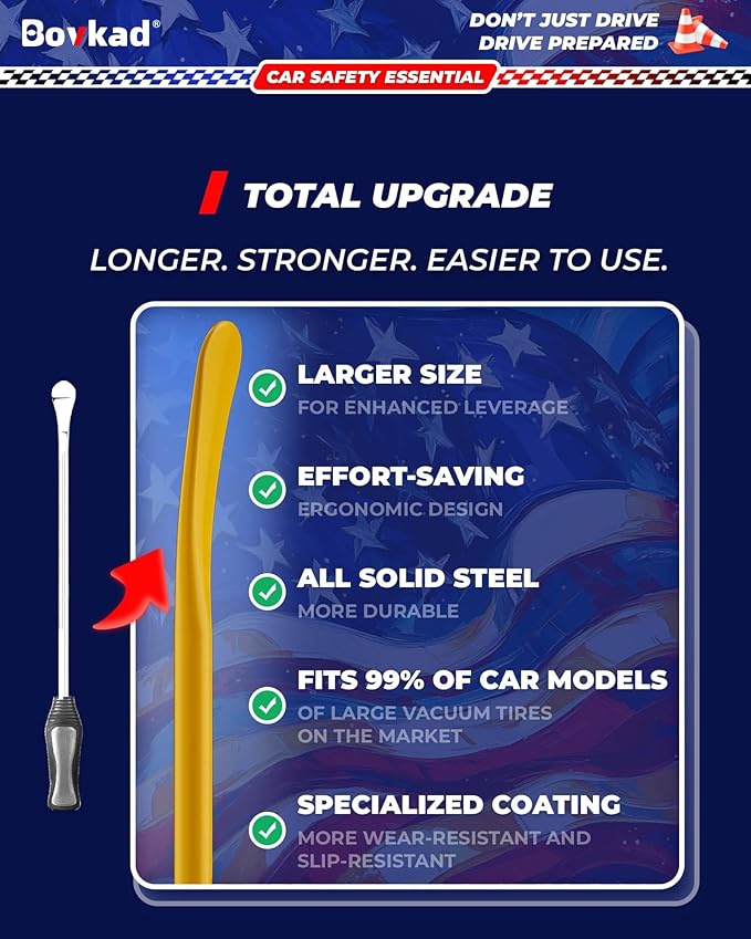 30'' Heavy Duty Tubeless Truck Tire Spoons Bars, 2 Pack Oversized Solid-Steel Mount/Demount Tire Iron Kit, Rust-Proof Anti-Slip Grip Essential Tire Removal Tool for Car, SUV & Truck(Yellow)