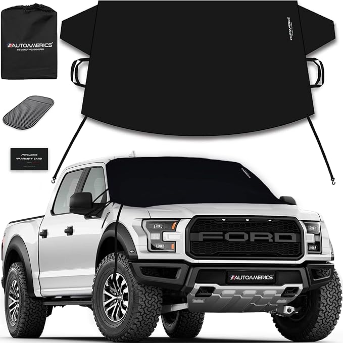 AUTOAMERICS Windshield Snow Cover - Windshield Cover for Ice and Snow - Waterproof Shield Window Protector for Car Truck SUV