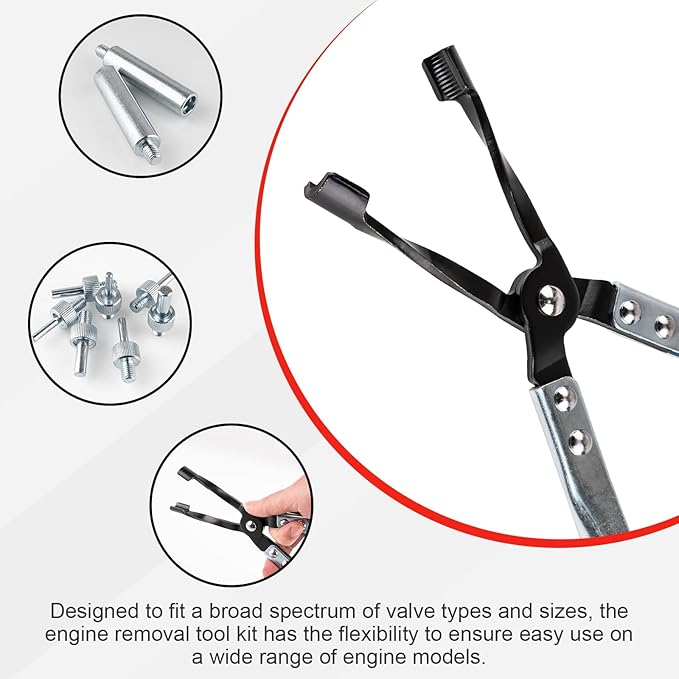 11PCS Valve Seal Removal Tool Disassembly Pliers, Equipped with a Variety of Socket Sizes, Fits Most Engine Valves