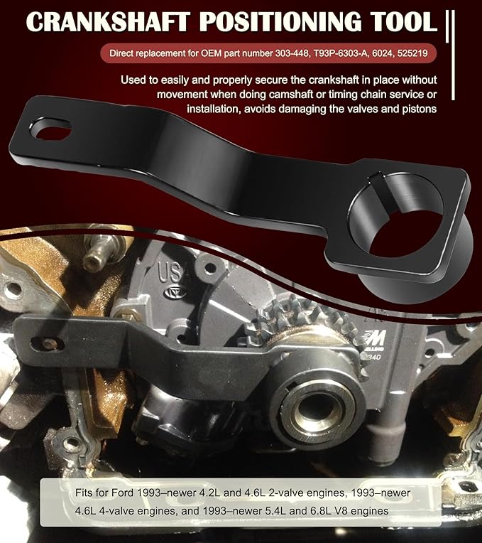 Camshaft Tool Complete Combo Set Fits for Ford 4.6L, 5.4L & 6.8L 3V Engines, Including Cam Phaser Holder Locking Tool, Timing Chain Locking Wedge Tool and Crankshaft Positioning Wrench Holder