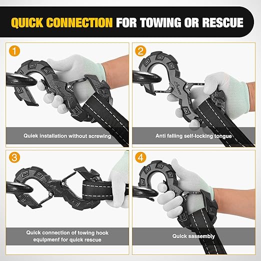 Nilight S-Shape Shackle, Quick Release Tow Hook for Winch Cable Ropes, 33,000 lbs Heavy Duty for Off-Road Recovery, Towing Extension, Tree Saver, Winch Shackle, Forged Steel, Black