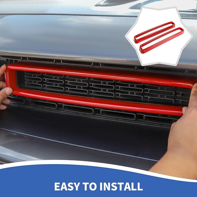 Front Grille Inserts Grill Guard Compatible with 2015-2023 Dodge Challenger Exterior Accessories, Red