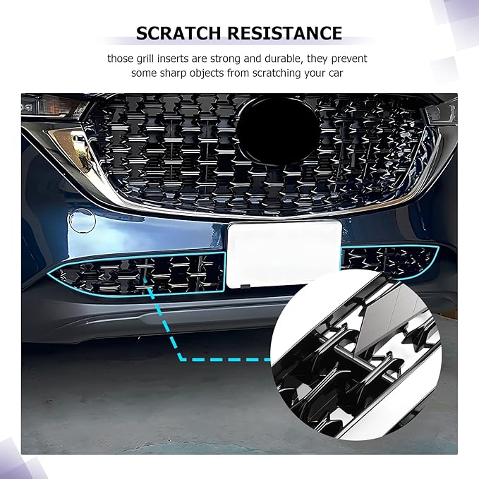 LUWU Front Grill Mesh Compatible With 2022 2023 2024 2025 Mazda CX-5 Front Mesh Grill Inserts Trims Front Mesh Grille Cover Guard for 2024 2025 Mazda CX5 Car Exterior Accessories ABS Material, 2PCS