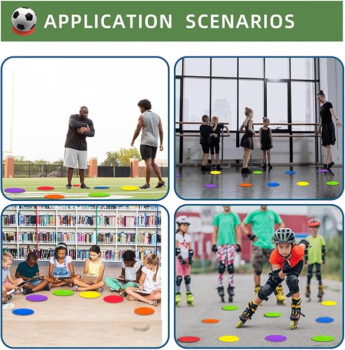 Spot Markers 9 Inch Non Slip Rubber Floor Markers Flat Field Cones Poly Dots for Classroom Dance Sports Soccer Basketball Speed Agility Training (5&9 Colors)