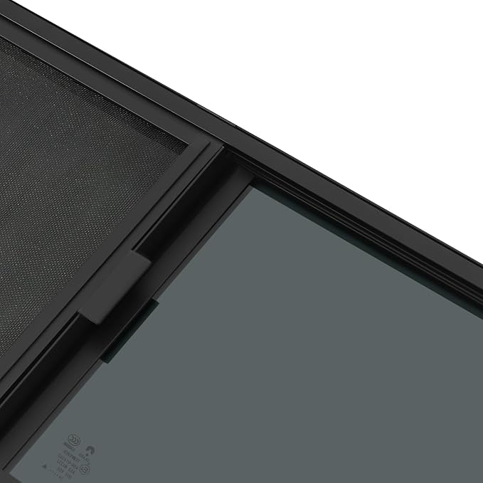 30" W x 15" H RV Window Horizontal Sliding, DOT Certified - Shatterproof Tempered Tinted Glass, with Net Screen and Trim Ring, Teardrop Replacement Trailer Camper Window