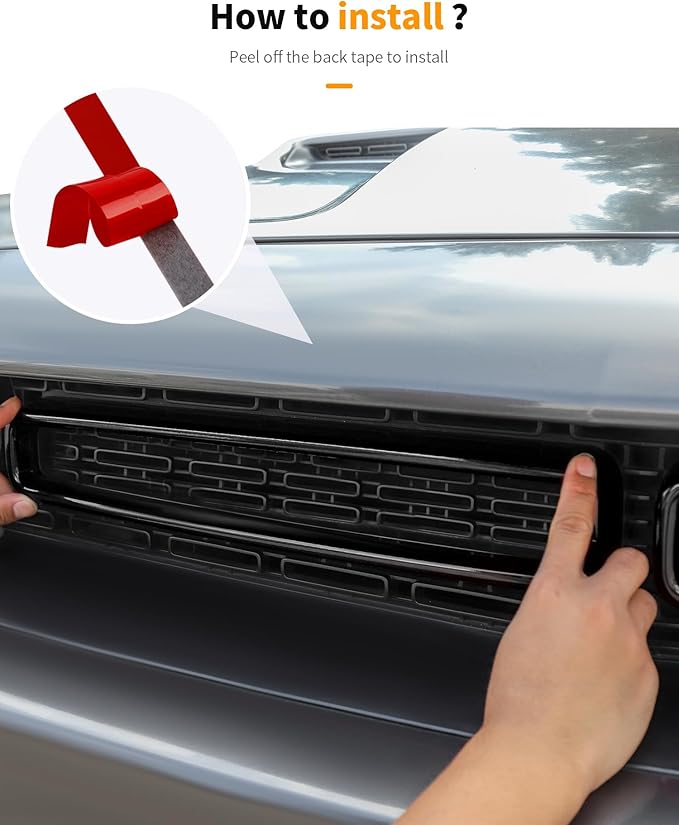 Hoolcar Front Grille Radiator Grille Insert Cover Grillwork Trim Compatible with Dodge Challenger 2015-2024, Exterior Accessories, Matte Black, 2pcs