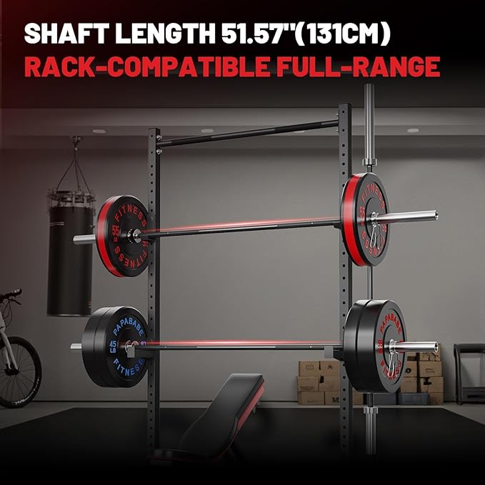 PAPABABE Olympic Barbell, 2-inch 45lb/35lb Weight Bar for Strength Training. 6.5ft/7ft Olympic Bar, 1000lb Plus Capacity, Chrome/Zinc Plating, knurled Grip for Bench Press Deadlift Squat