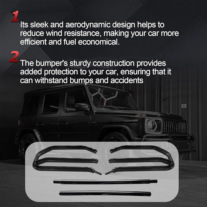 Guard Brush Grille Bumper Compatible with Mercedes W464 G500 G63 AMG 2019 2020 2021 2022, Front black Guard