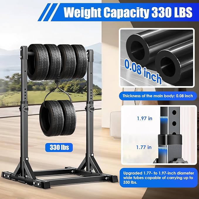 AFFLUENT Pull Up Bar Free Standing Power Tower Station - 330LBS Heavy Duty Adjustable Pullup Bar Stand for Home Gym, Multifunction Dip Station with 8-Level Height