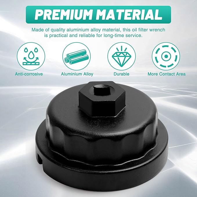 64.5mm Oil Filter Wrench: 15620-31060, 15620-36010, 90915-YZZN1, 04152-YZZA1Oil Filter Removal Tool Compatible with Toyota Camry RAV4 4Runner Tacoma Lexus 2005-2021, 14 Flutes 4 Slots (Black)