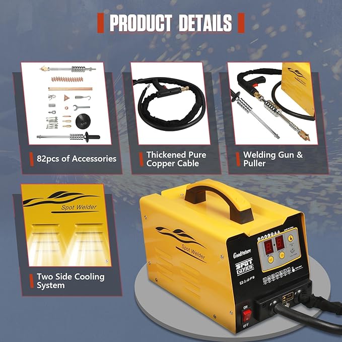 PLAYOCCAR 220V Spot Welder Dent Puller Machine, 3KW 3500A Car Body Stud Dent Repair Kit with 7 Welding Modes, small Joints & 82pcs Accessories
