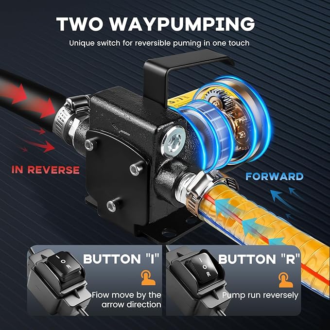 12V DC Gasoline Fuel Pump Kit, Self-priming Fuel Transfer Pump, Reversible Pumping, Overheat Protection, Explosion-proof, Suitable for Gasoline, Diesel, Mineral Oil, Kerosene