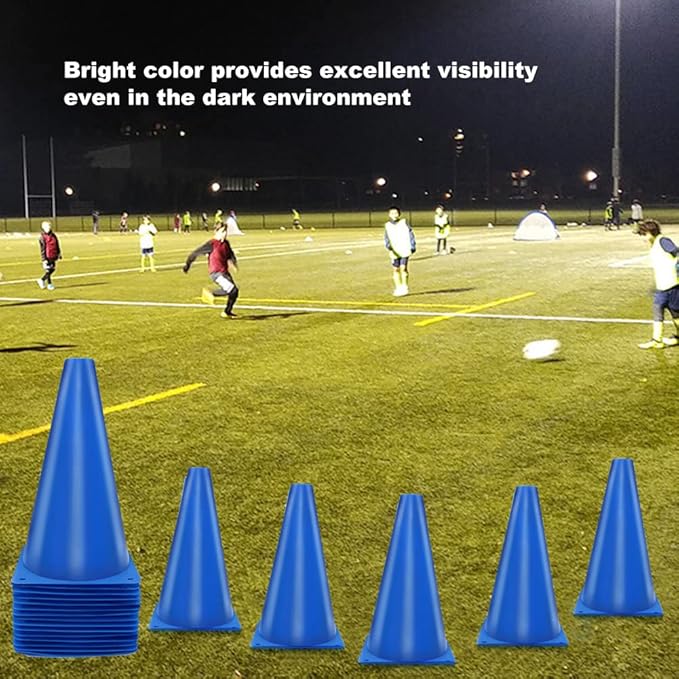Cones Sports 9 Inch, 15 Pack Training Cones for Soccer Practice, Agility Field Cone Set for Drills Football Basketball, Plastic Cones for Outdoor Indoor Games