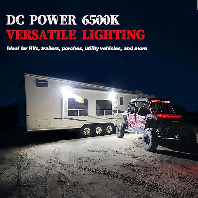 Chelhead RV Lights Exterior, 12V RV Porch Light Aluminum Low Current Led Scene Lighting Compatible with RV Outdoor Camper Trailers Truck Porches Towing 5th Wheels Utility Vehicles