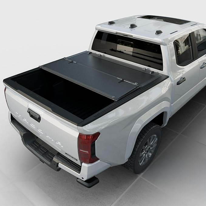 Low Profile Hard Folding Truck Bed Tonneau Cover Fits 2016-2023 Toyota Tacoma 6'2" Bed (73.7")