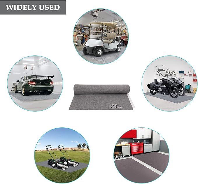 10L0L Large 8.8 x 4.9 Ft - Oil Absorbent Garage Floor Mat and Mechanic Pad, Protect Floor Waterproof Anti-Slip Garage Matts for Club Car EZGO Yamaha ATV UTV Parking Mat