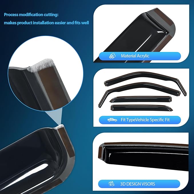 Nilight in-Channel Rain Guards for Dodge Ram 2500 3500 Crew Cab 2019 2020 2021 2022 2023 2024, Vent Window Visors, Original Window Deflectors-4PCS