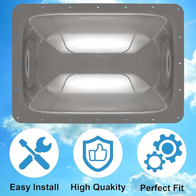 XMK RV Skylight Replacement,18" x 26" Camper RV Skylight Cover Outer Dome Fit Standard 14" x 22" Openings,RV Shower Skylight Replacement Cover for Roof Camper Trailer Fifth Wheel Motorhome,Smoke Gray