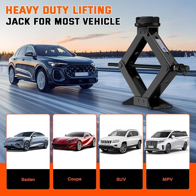 Scissor Jack 3 Ton, 4.1"-18.3" Lifting Car Jack, Heavy Duty Car Jack Kit, Portable Tire Changing kit with Lug Wrench, Tire Jack Tool for Car SUV MPV