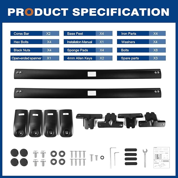 220lbs Roof Rack Cross Bars Compatible with Chevy Chevrolet Traverse 2022 2023 2024 2025 2026, Heavy Duty All-Metal Aluminum Roof Rails Crossbars Cargo Canoe Black