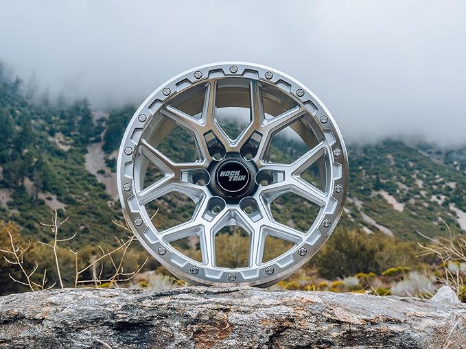 RockTrix RT107 18 inch Wheel Compatible with Chevrolet Silverado 1500 Tahoe 6x5.5" (6x139.7) Bolt Pattern, 18x9 (-12 Offset, 4.5 Backspace), Silver, Also fits GMC Sierra 1500 Yukon