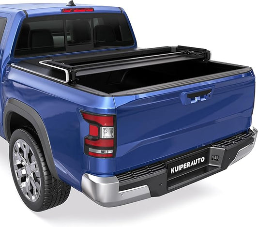 Tri Fold Soft Folding Truck Bed Tonneau Cover Compatible for Nissan Frontier 2005-2025 Fleetside 5 FT On Top w/Reflective Strip