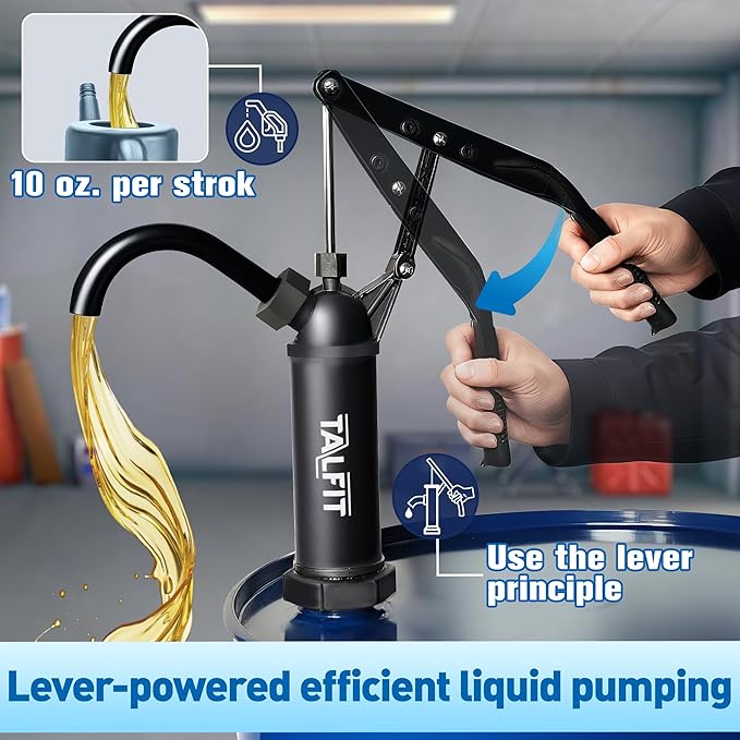Lever Action Barrel Pump,55 Gallon Drum Pump, For Fuels, Chemicals, Corrosive Liquids, Water Based Fluids, Fits 5 to 55 Gallon Drums & Barrels (PPS - Ultra - Strong Corrosion Resistance)
