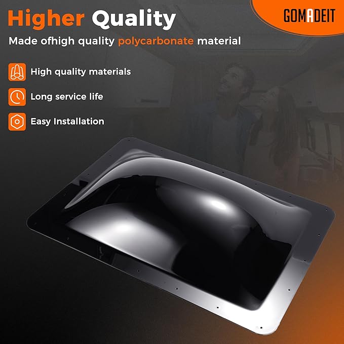 RV Skylight Replacement | 18" x 26" Camper Skylight | RV Shower Skylight Replacement | Fit Standard 14" x 23" Openings | Smoke Gray