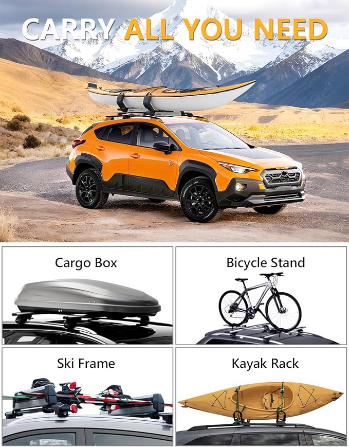 Tuyoung 330lbs Lockable Roof Rack Cross Bars Compatible with Subaru Crosstrek Wilderness 2024 2025 2026 with Side Rails,All Aluminum Heavy Duty Roof Crossbars Rooftop Luggage Racks Carrier Accessories