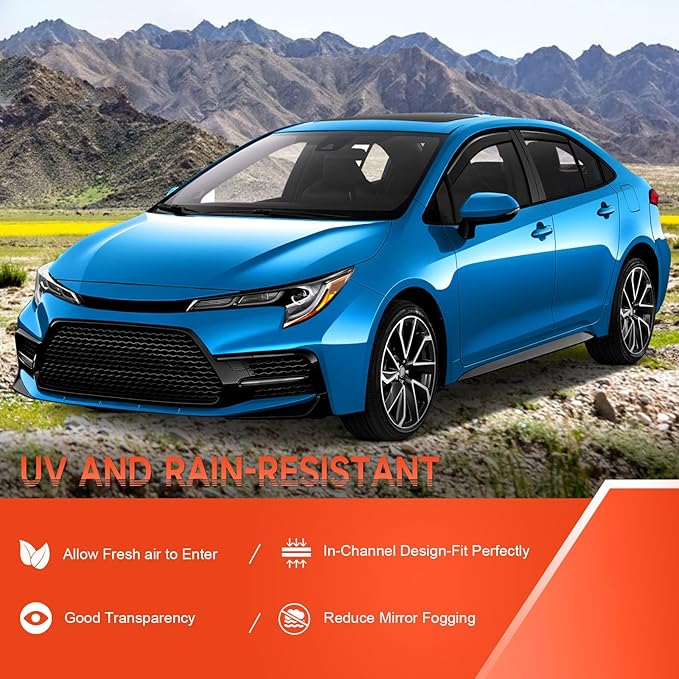 ACLONG in-Channel Rain Guards Fit for Toyota Corolla 2020 2021 2022 2023 Window Visors, Window Deflectors, Rain Visors, 4-Pieces