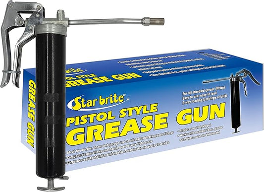 STAR BRITE Standard Duty Pistol Grease Gun - Compatible with 14 OZ. Cartridges, Corrosion-Resistant, One-Handed Operation, Fits Standard Zerk Fittings (028724)