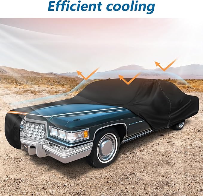 Car Cover for Cadillac Deville 1959-1984 Sedan de Ville 4 Door Car Covers All Weather Protection Waterproof Windproof Outdoor Full Car Cover with Door Zipper