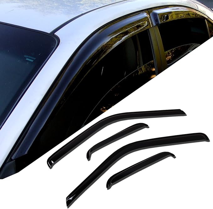 TuningPros WD-510 Tinted Smoke Out-Channel Window Visor Deflector Rain Guard 4-pc Set