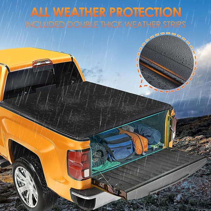 Nilight Soft Roll Up Truck Bed Tonneau Cover Compatible with Chevy Silverado 1500 / GMC Sierra 1500 2014 2015 2016 2017 2018 5.8ft