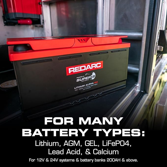 REDARC Dual Input 40A in-Vehicle DC to DC Battery Charger with MPPT Solar Regulator, Green Power Priority, 12V/24V Compatible, for Lithium, AGM, Gel, Lead Acid, Calcium, LiFePO4 Batteries