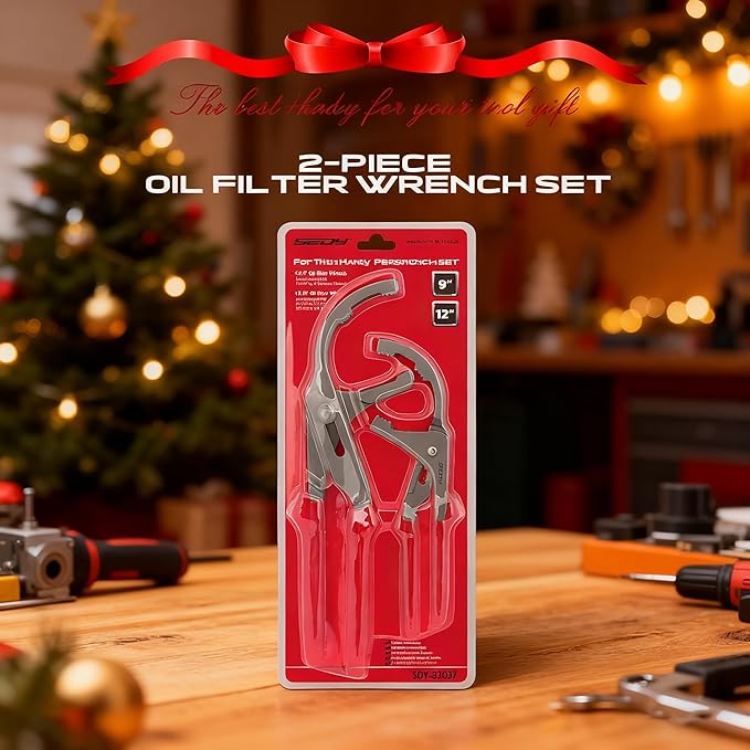 Oil Filter Wrench Set, 9" & 12" Adjustable Oil Filter Pliers, Heavy-Duty Oil Filter Removal Tools for Cars, Trucks, Motorcycles, Slip-Free Jaw Design