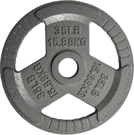 Yes4All Tri-Grip Handles Cast Iron Olympic Weight Plates, 2-Inch Weight Plates for Weight Lifting with Smooth and Durable Finish, Suitable for Strength Training Exercises (Single, Pair and Set)