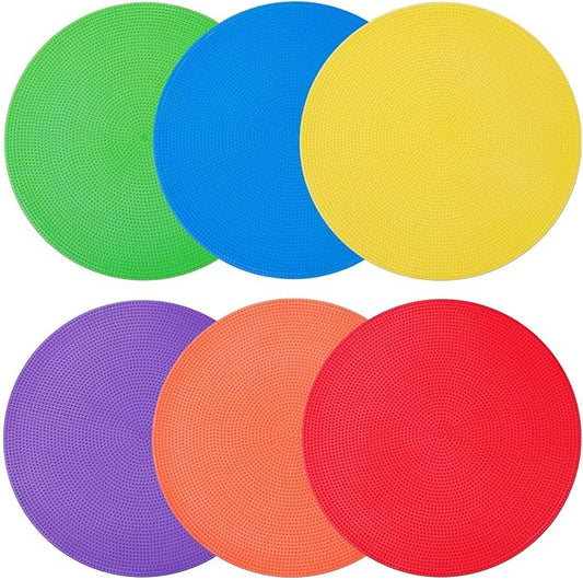 Spot Markers 9 Inch Non Slip Rubber Floor Markers Flat Field Cones Poly Dots for Classroom Dance Sports Soccer Basketball Speed Agility Training(6 Colors)