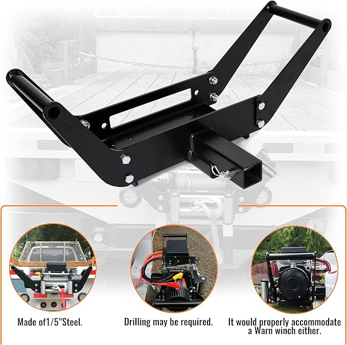 ECOTRIC 10x 4 1/2 Cradle Winch Mount Mounting Plate 8000-13,000 Lb Capacity Winch Mounting Hitch Receiver Recovery Winches Foldable