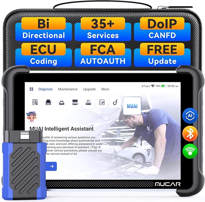 MUCAR 892BT AI-Assisted Bidirectional Scan Tool, Full System OBD2 Scanner, Bi-Directional OBD2 Scanner Diagnostic Tool,ECU Coding, 35 Services, FCA Autoauth, CANFD and DOIP, Free Lifetime Upgrade