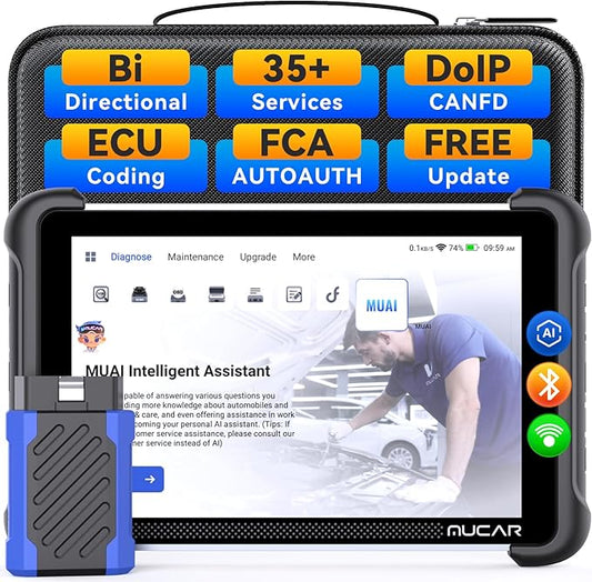 MUCAR 892BT AI-Assisted Bidirectional Scan Tool, Full System OBD2 Scanner, Bi-Directional OBD2 Scanner Diagnostic Tool,ECU Coding, 35 Services, FCA Autoauth, CANFD and DOIP, Free Lifetime Upgrade