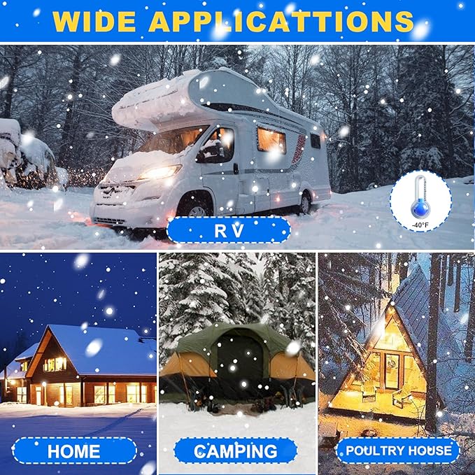 BHB Upgraded 15 FT Heated Water Hose For RV 5/8"ID Water Hose Withstand Temperatures Down to -45 ? Antifreeze Energy Saving Thermostat RV Accessories, With Storage Bag And 4 Types Of Adapters