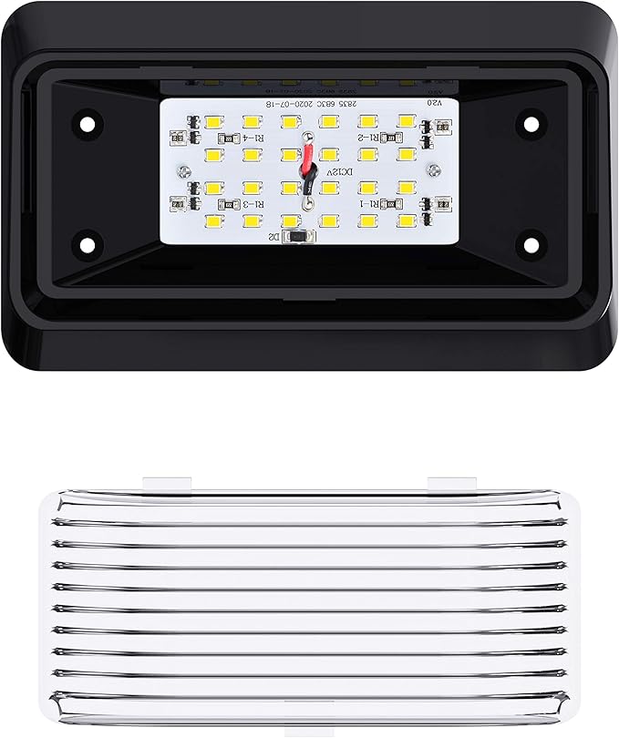 Leisure LED 2 Pack RV Exterior Porch Utility Light 12v 280 Lumen Lighting Fixture. Replacement Lighting for RVs, Trailers, Campers, 5th Wheels Black Base, Clear and Amber Lens (Black, 2-Pack)