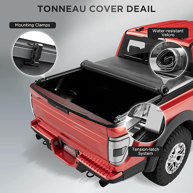 Soft Roll-up Truck Bed Tonneau Cover Compatible with 2015-2025 Ford F150 5'5"Bed (66") with OE Track System