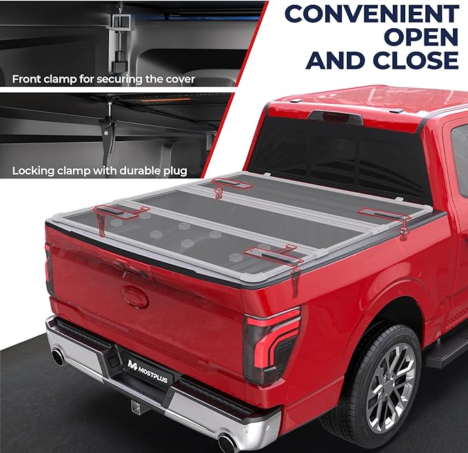 MOSTPLUS Tri-Fold Hard Truck Bed Tonneau Cover On Top Compatible for 2004 2005 2006 2007 2008 Ford F150 F-150 3 Fold Solid 5.5 FT