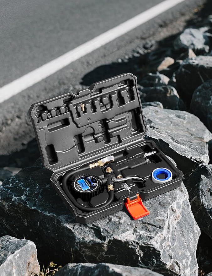 AstroAI Digital Tire Pressure Gauge with Inflator, 3-250 PSI Air Chuck & Compressor Accessories Heavy Duty with Quick Connect Coupler, 0.1 Display Resolution (Standard with Case)