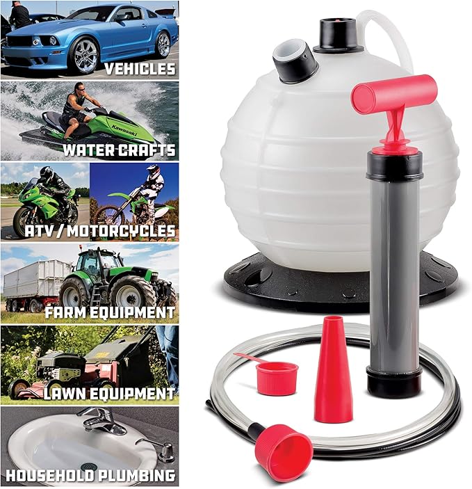 Powerbuilt Oil and Fluid Extractor 6.3 Quart (6 Liter), Manual Liquid Pump Extract and Transfer, Automotive, Engine, Transmission, Radiator, 647570