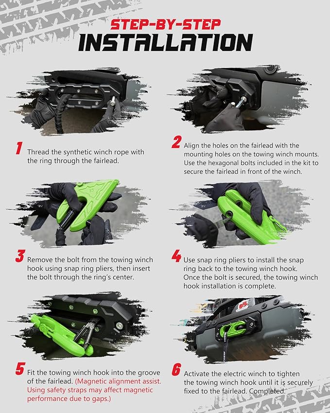 Towing Winch Fairleads with Tow Hook, Upgrade Al Hawse Fairlead with G80 Heavy Duty Forged Steel Winch Hook for Electric Winch, 33000lb Break Strength, for Synthetic Rope Recorvery, Blackgreen