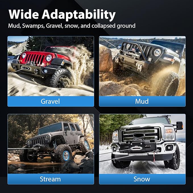 8000LBS electric winch kit, 8000LBS ATV winch UTV Truck winch, 12V winch 8000LBS Steel Cable Winch, with Wireless and Hand Remote Controller & Control Box Assembly & 4-way Roller Fairlead